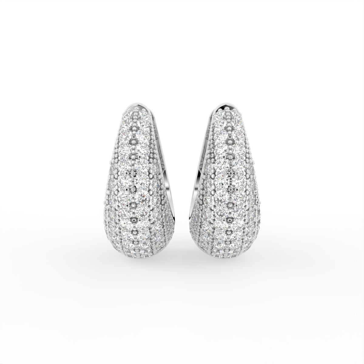 18K Chunky Pave Diamond Hoop Earrings — TOP