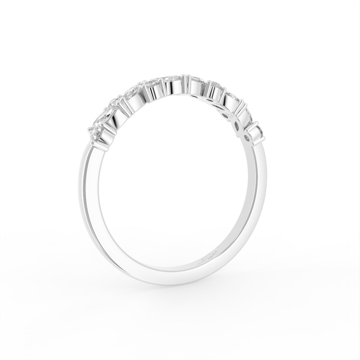 18K Eternity Round Marquise Diamond Ring — 3D VIEW