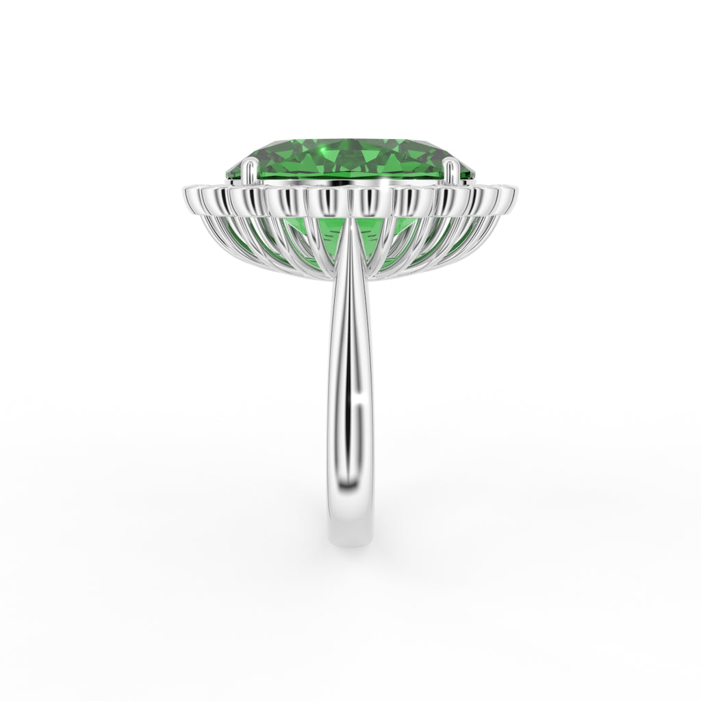 18K Halo Oval Diamond Ring — SIDE