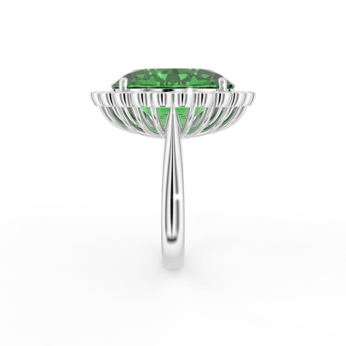 18K Halo Oval Diamond Ring — SIDE