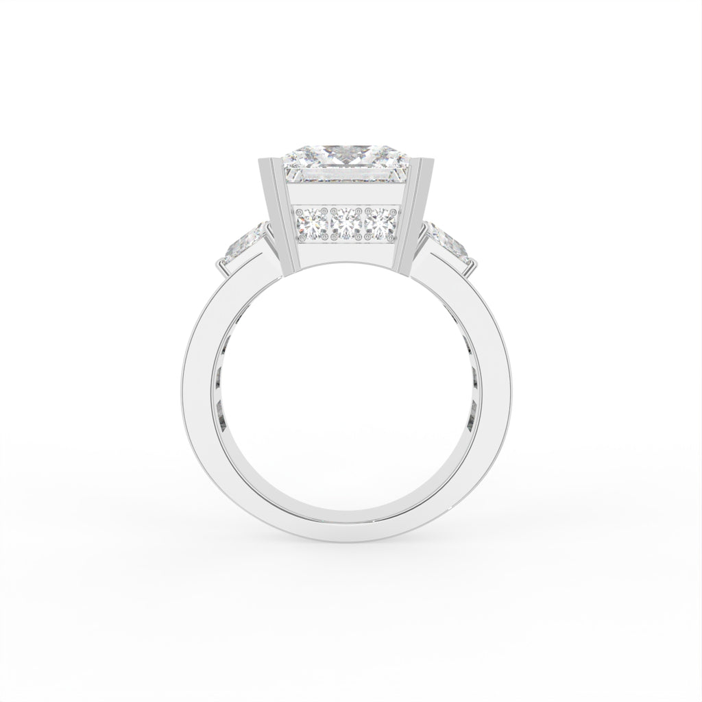 Sterling Silver Princess Diamond Ring — FRONT/BACK