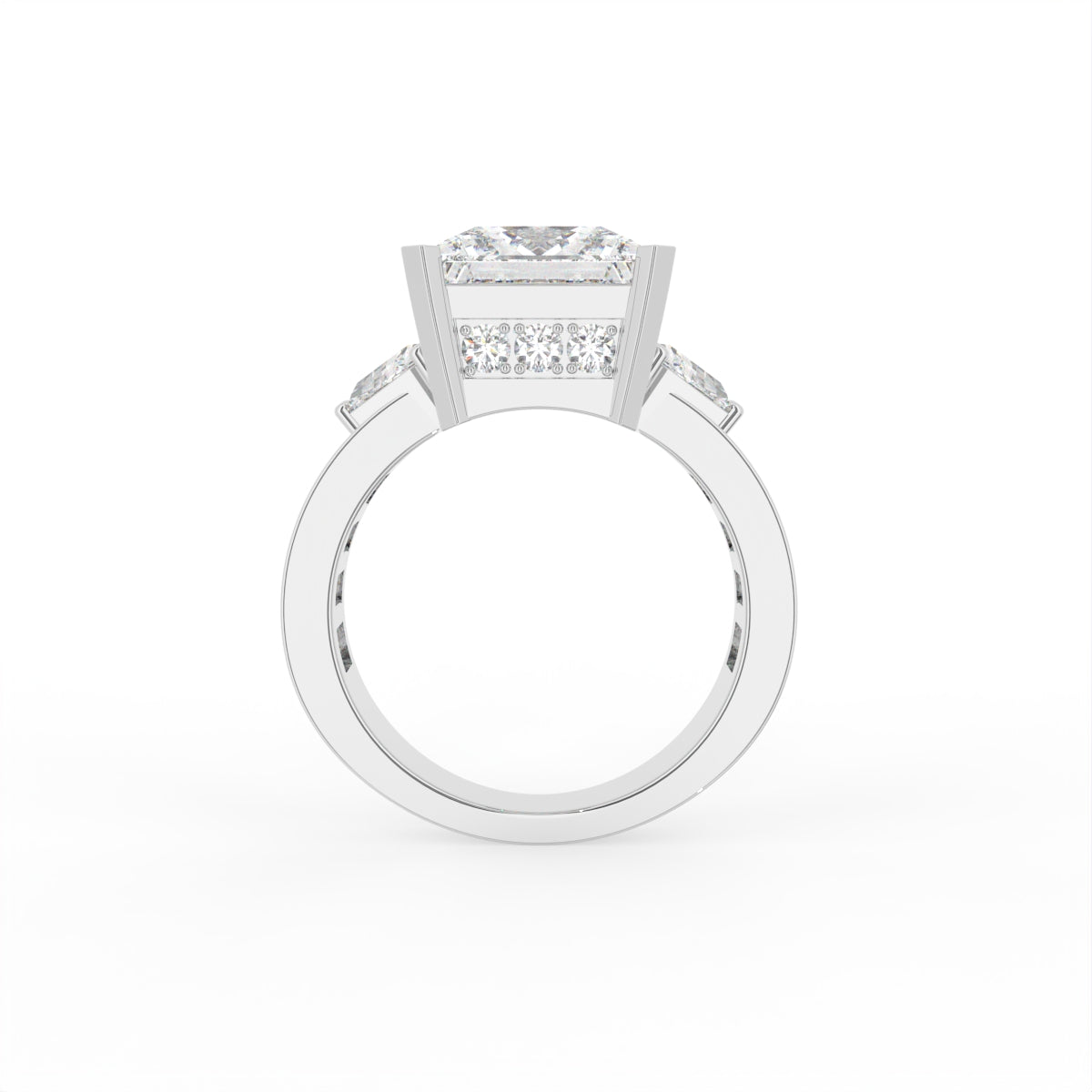 Sterling Silver Princess Diamond Ring — FRONT/BACK