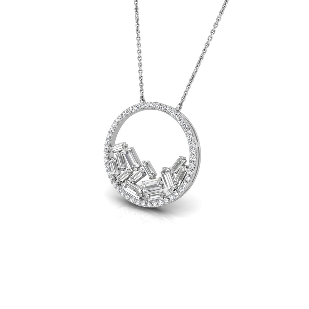 18K Bespoke Baguette Diamond Pendant — 3D VIEW