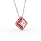 18K Princess Solitaire Diamond Pendant — 3D VIEW