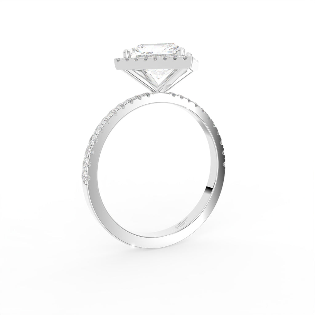 18K White Gold Kite Solitaire Diamond Ring — 3D VIEW