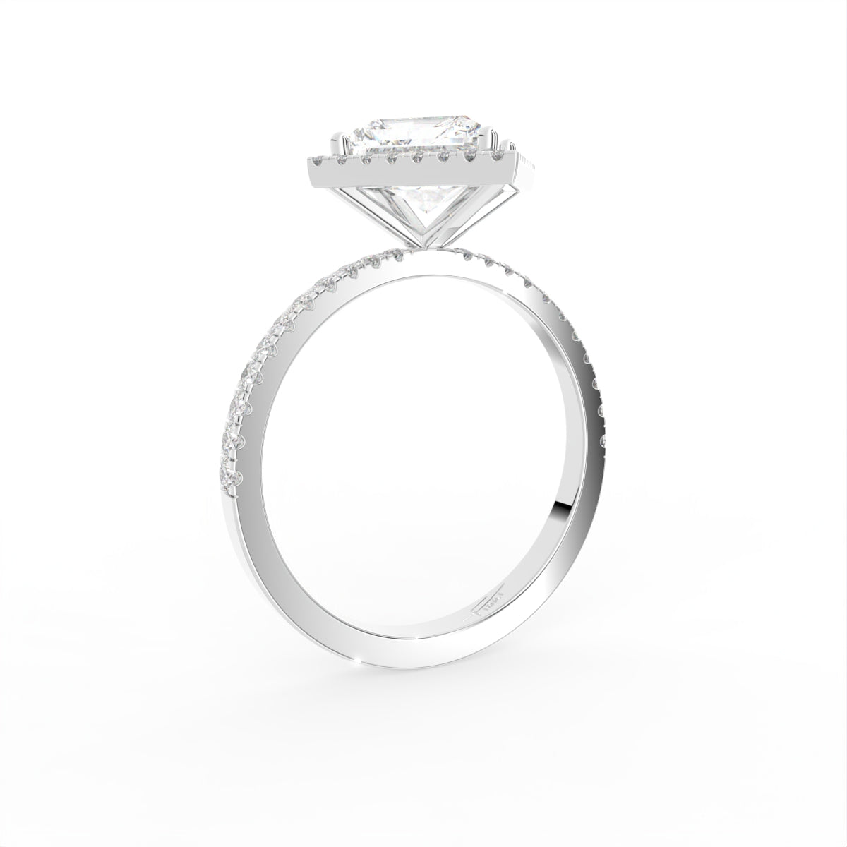 18K White Gold Kite Solitaire Diamond Ring — 3D VIEW