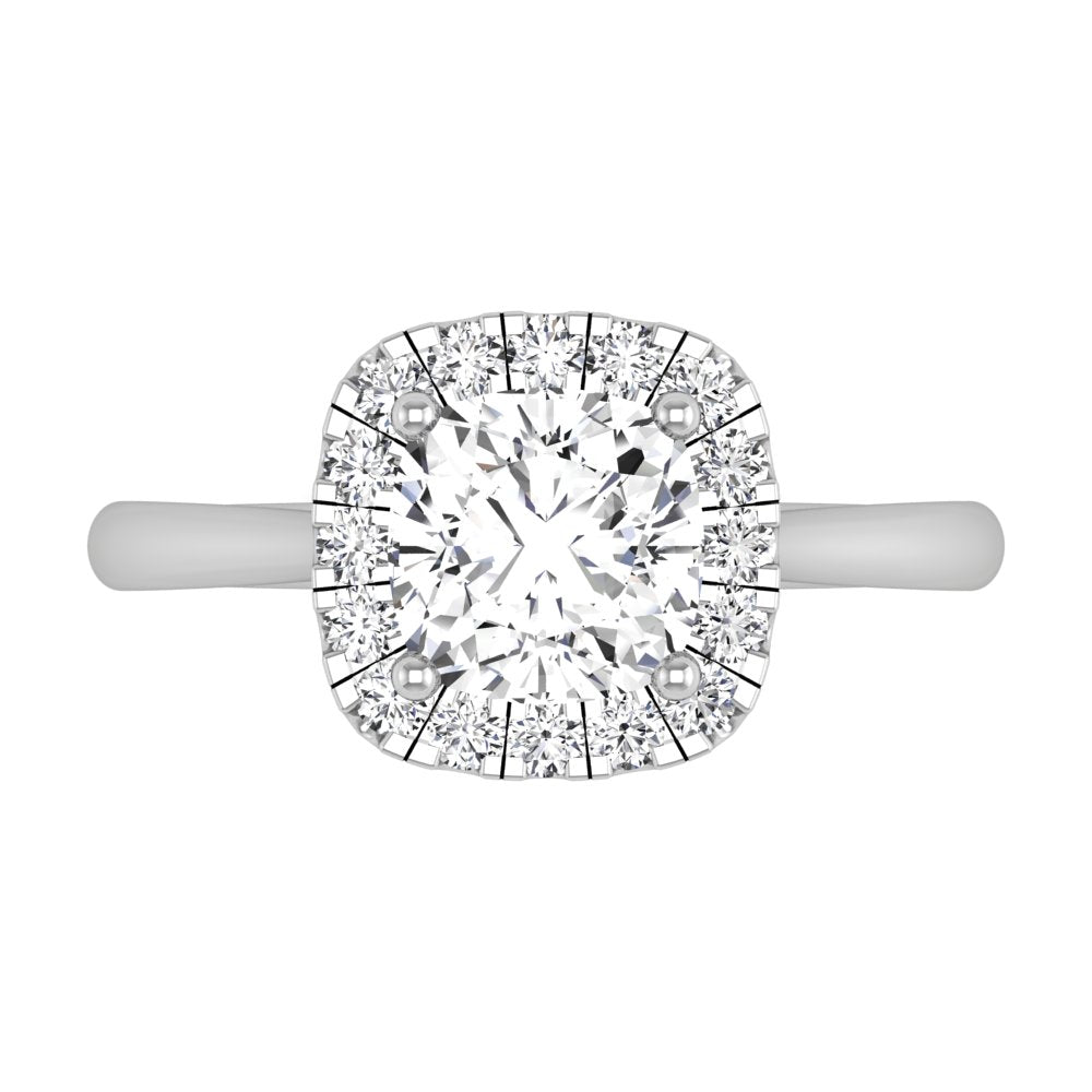 18K Halo Round Diamond Ring — TOP