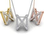 18K White Gold Dagaz Viking Round Diamond Pendant — 3 COLOR