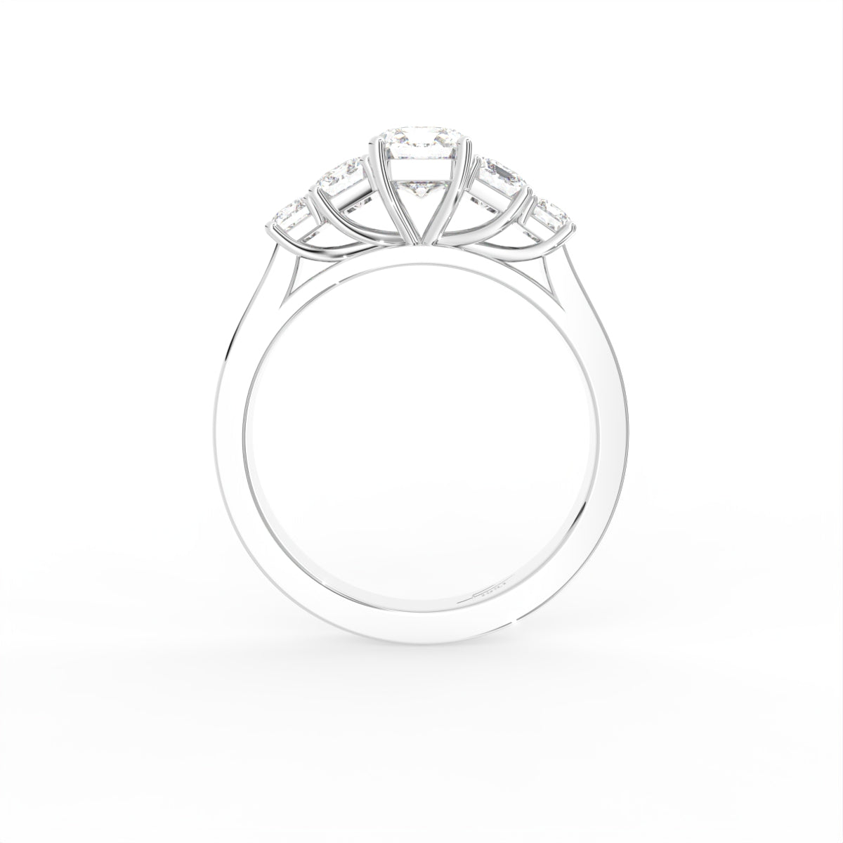 18K Bespoke Emerald-Cut Diamond Engagement Ring — FRONT