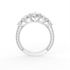 18K White Gold Shoulder Set Oval Diamond Ring — FRONT