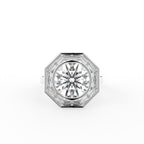 18K Bespoke Round Diamond Halo Ring — TOP