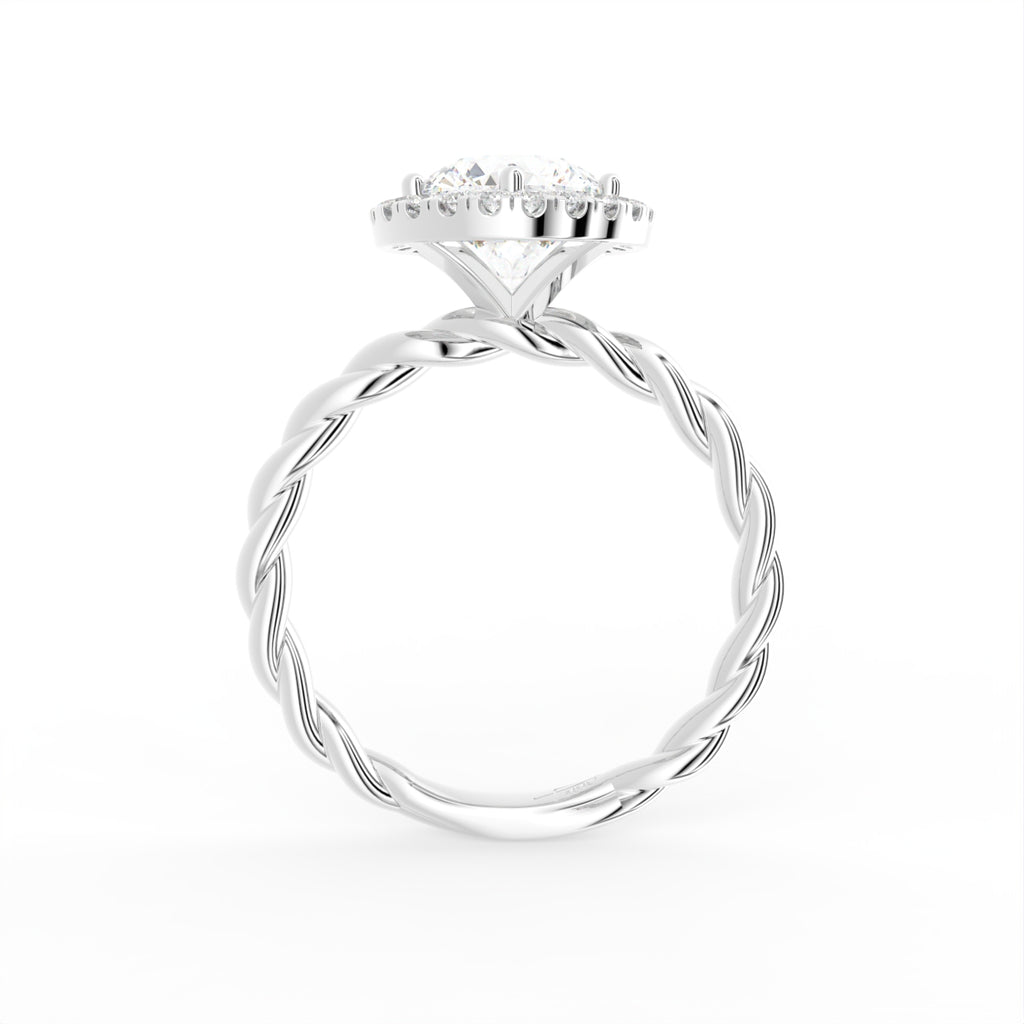 18K Halo Round Diamond Engagement Ring — FRONT
