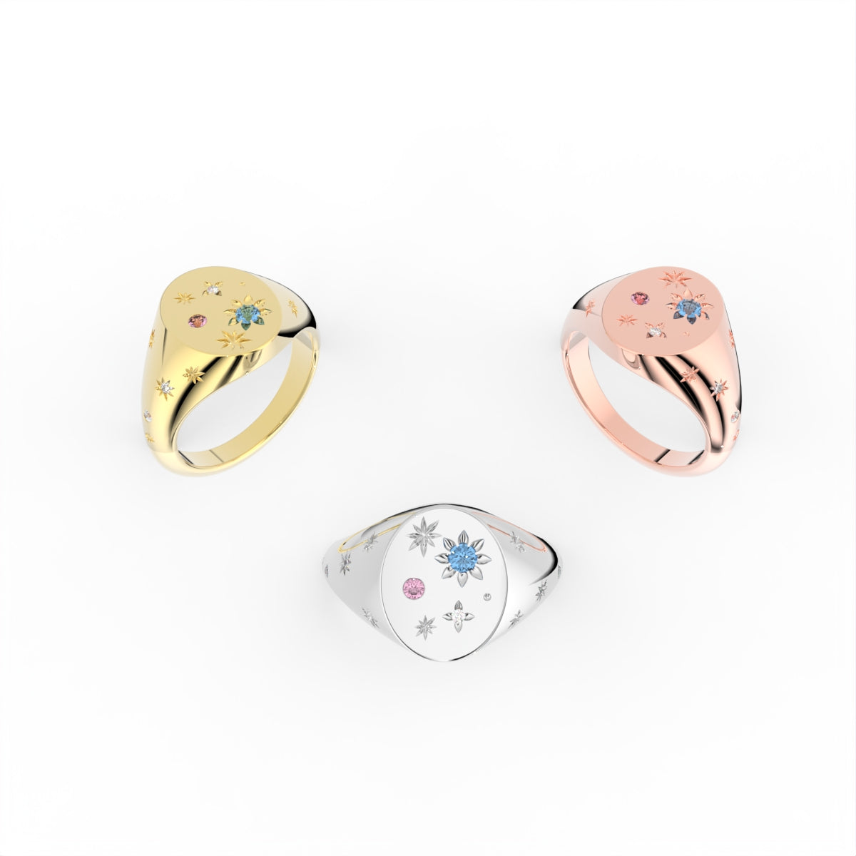 Sterling Silver Diamond Ring — 3 COLOR