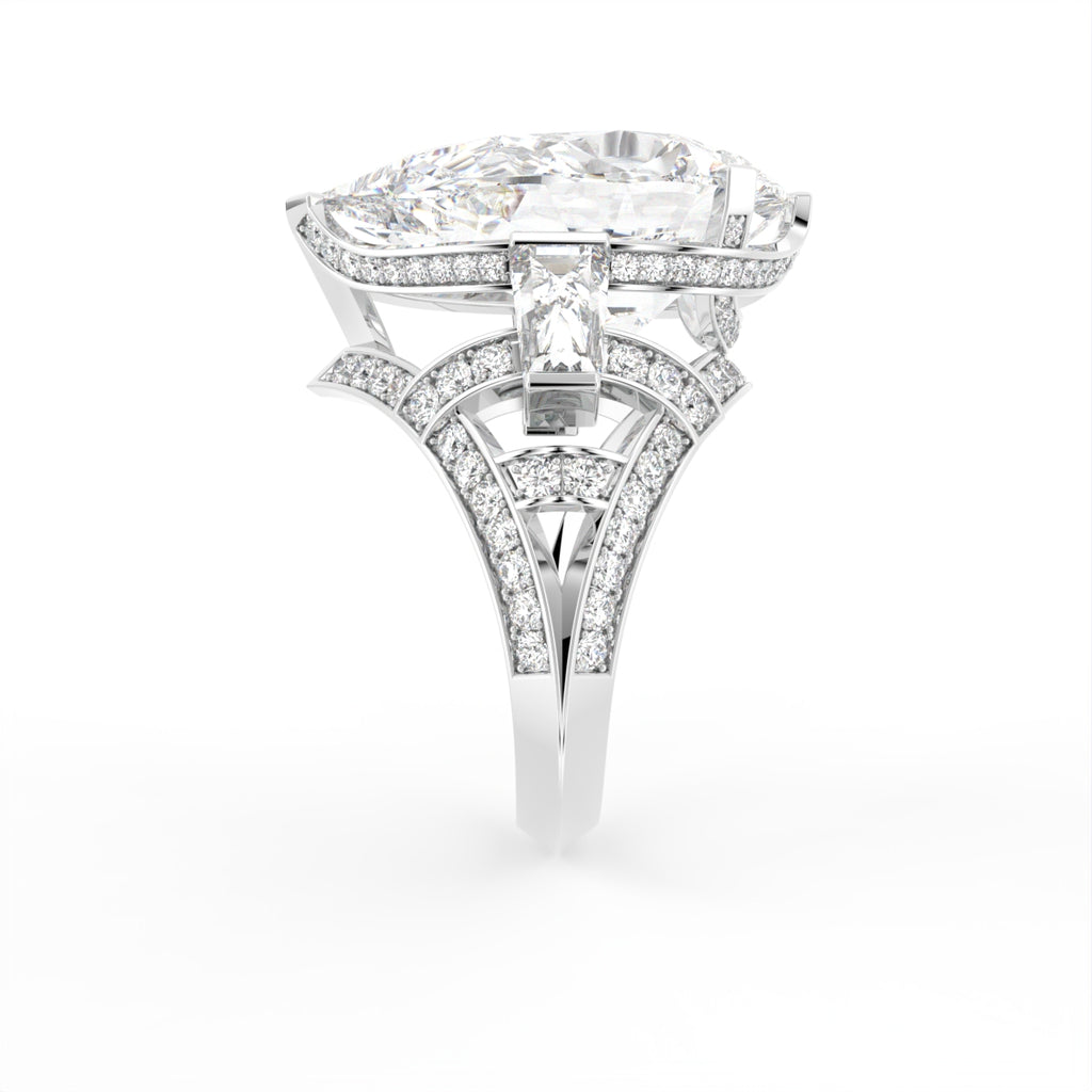18K Pear Diamond Twisted Band Ring — SIDE