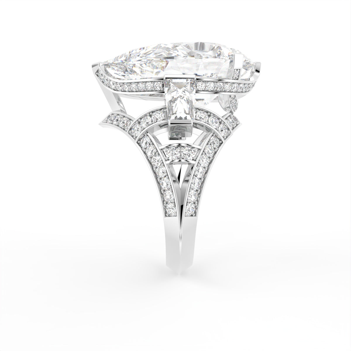 18K Pear Diamond Twisted Band Ring — SIDE