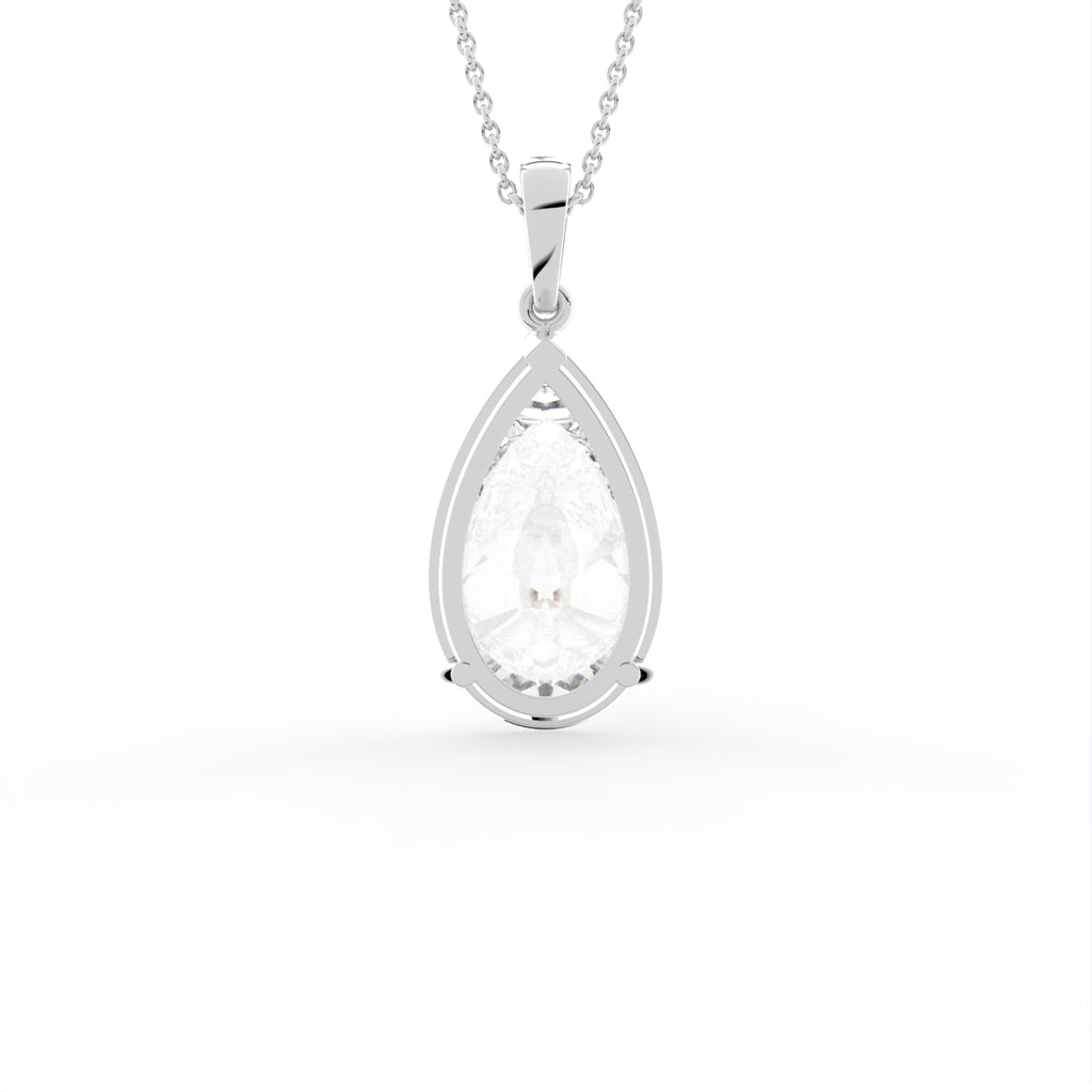 18K Pear Diamond Pendant — BACK