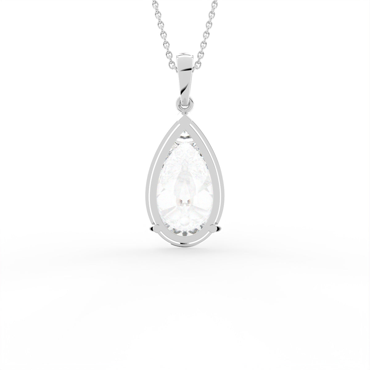 18K Pear Diamond Pendant — BACK