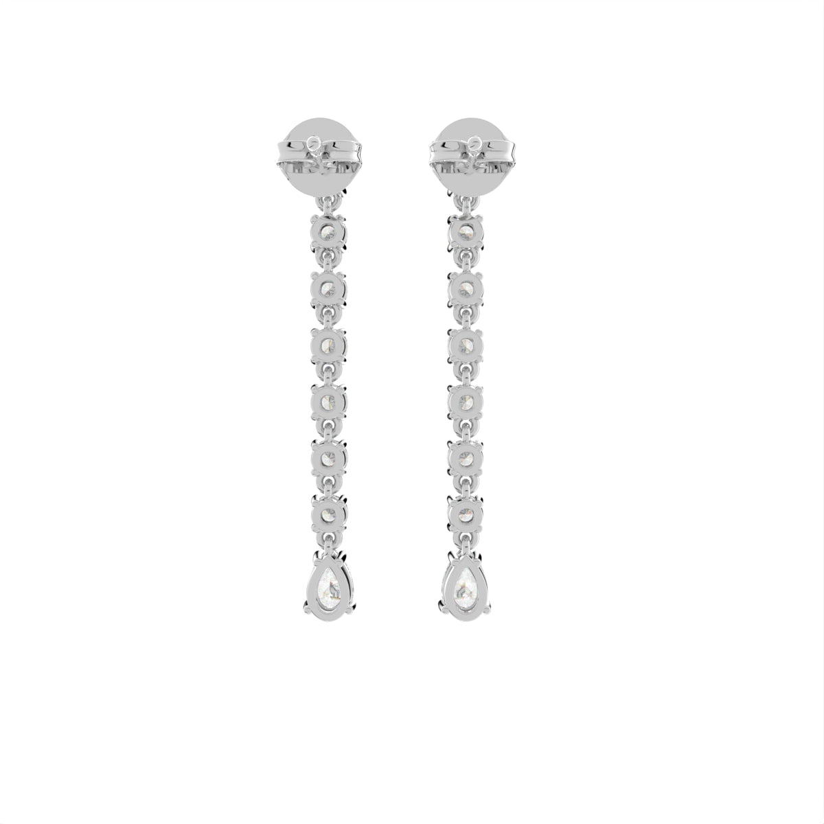 18K Round Pear Drop Diamond Earrings — BACK