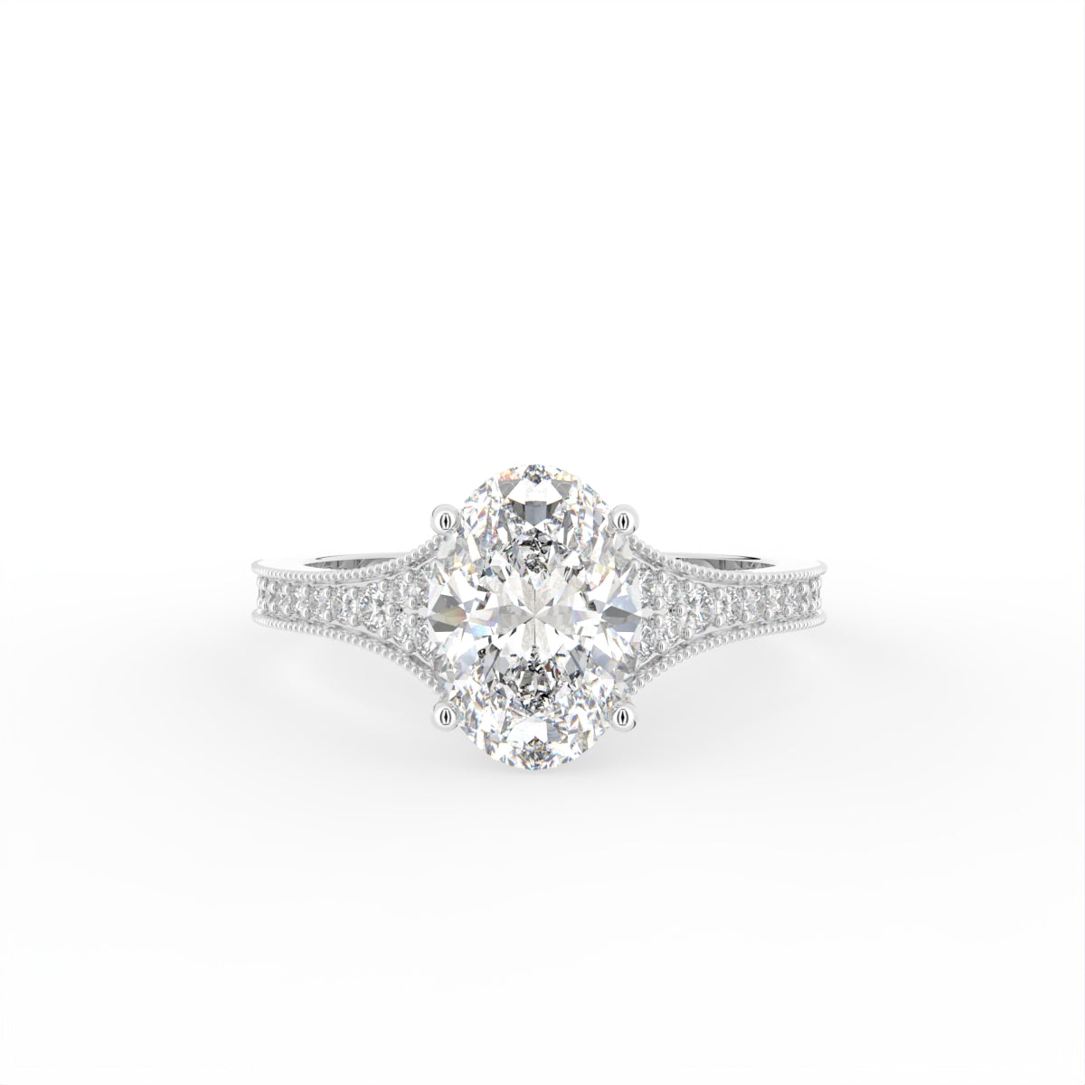 18K Solitaire Oval Diamond Engagement Ring — TOP