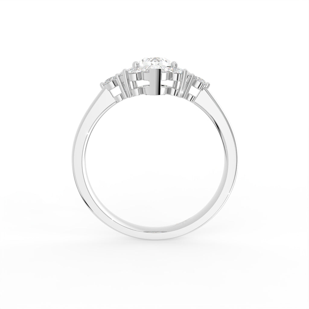 18K Yellow Gold Bespoke Pear Diamond Ring — FRONT