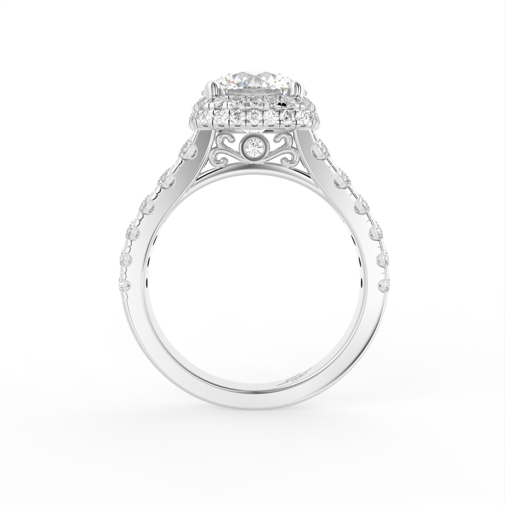 18K Shoulder Set Diamond Ring — FRONT