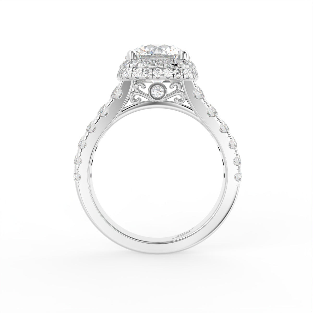 18K Shoulder Set Diamond Ring — FRONT