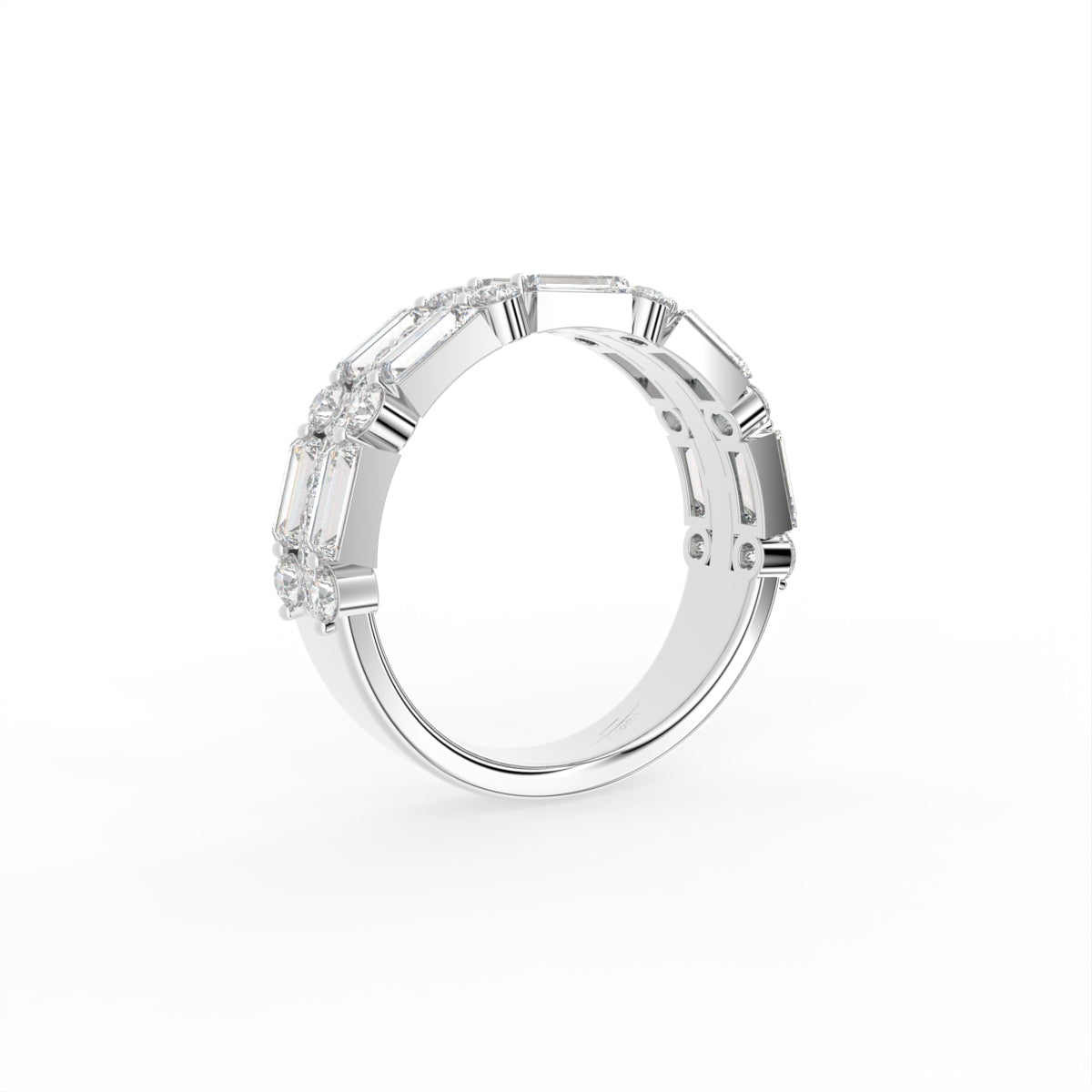 18K Half Eternity Diamond Ring — 3D VIEW