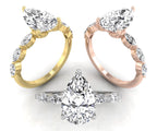 18K Bespoke Pear Diamond Engagement Ring — 3 COLOR
