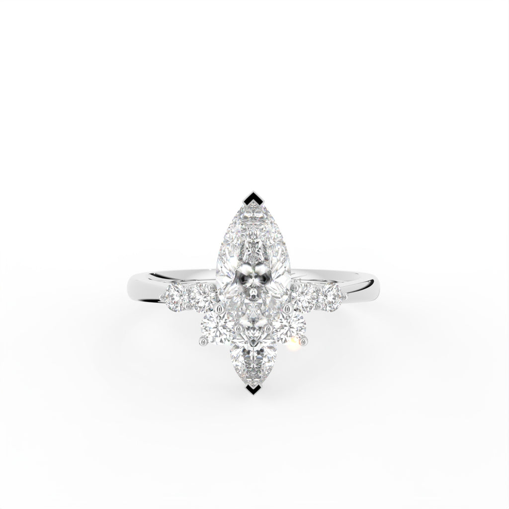 18K Yellow Gold Bespoke Pear Diamond Ring — TOP
