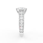 18K White Gold Solitaire Emerald Diamond Engagement Ring — SIDE