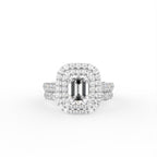 18K Halo Emerald Diamond Ring — TOP
