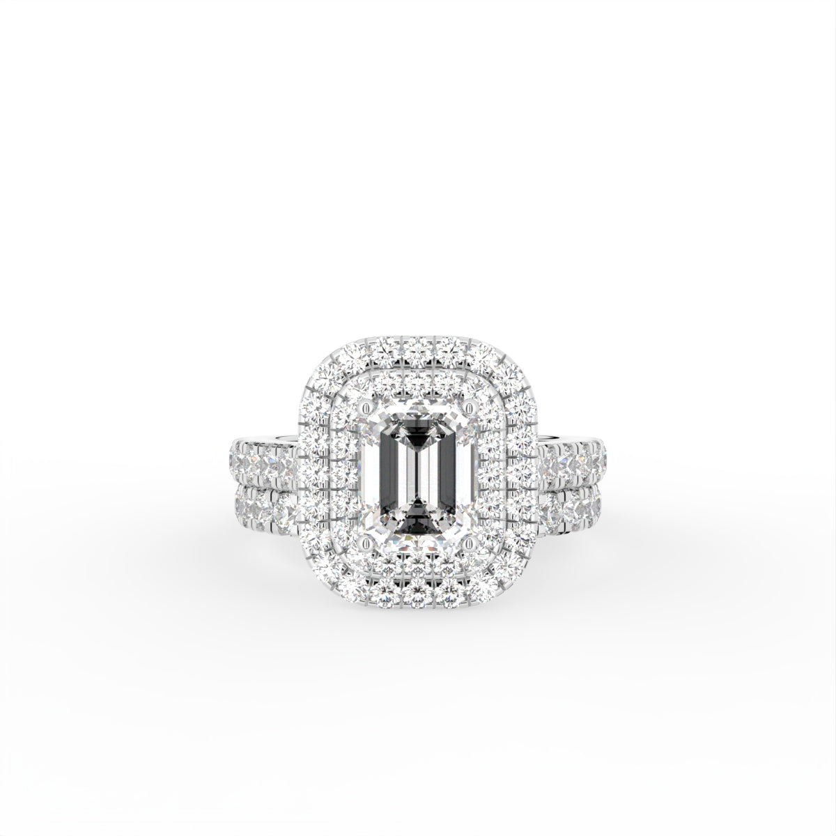 18K Halo Emerald Diamond Ring — TOP