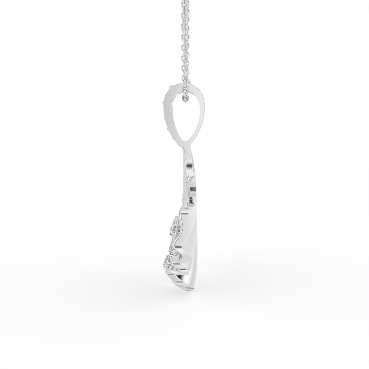 Sterling Silver Diamond Pendant — 3D / RIGHT