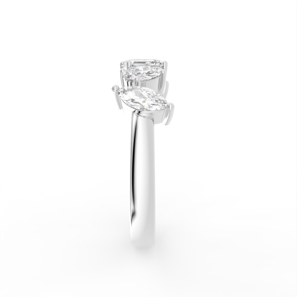 18K Mixed Cut Diamond Ring — SIDE