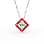18K Princess Solitaire Diamond Pendant — FRONT