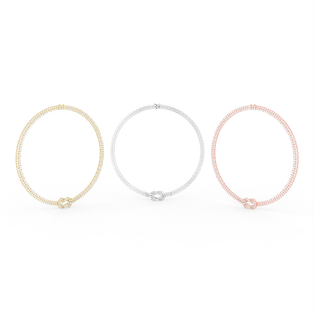 Sterling Silver Diamond Necklace — 3 COLOR