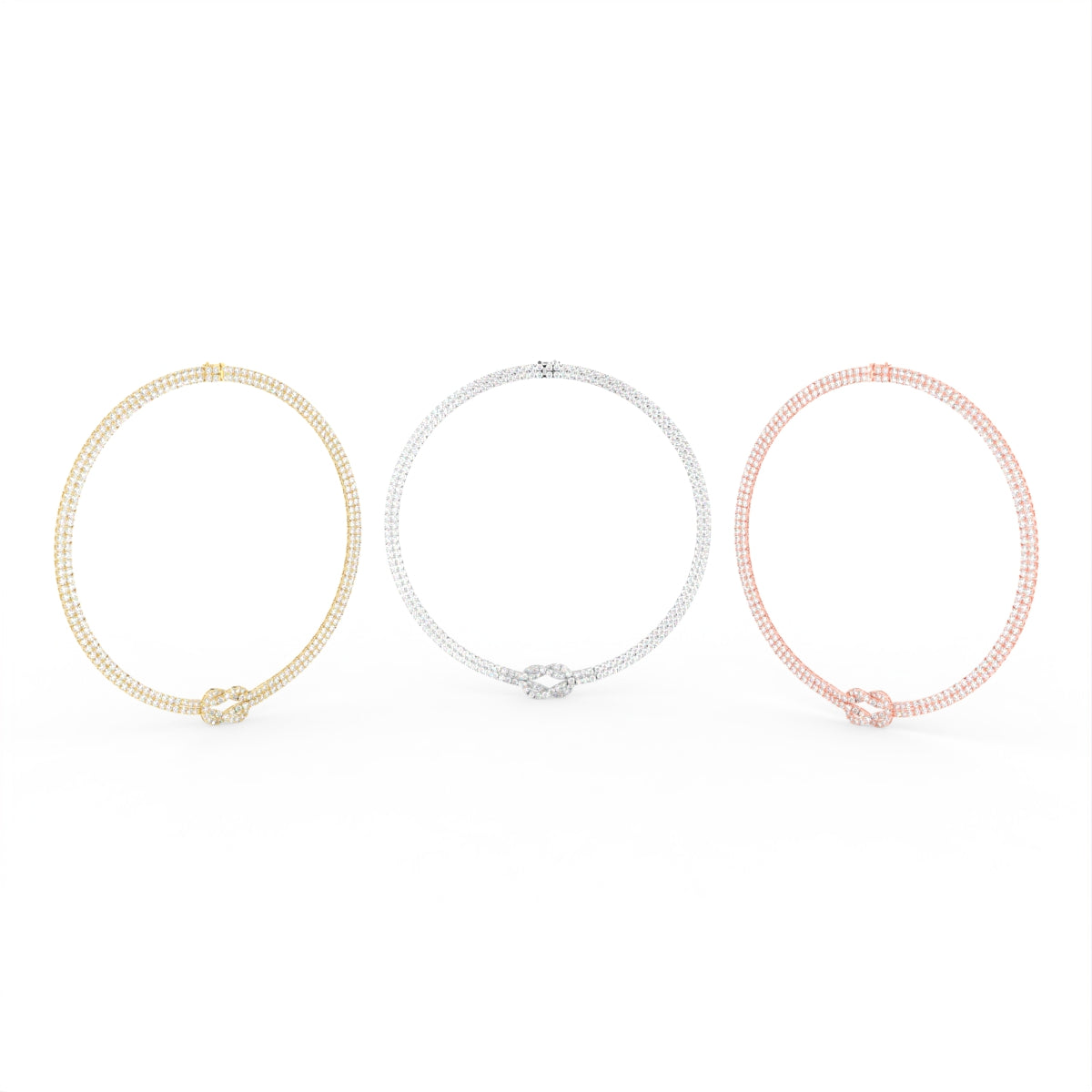 Sterling Silver Diamond Necklace — 3 COLOR