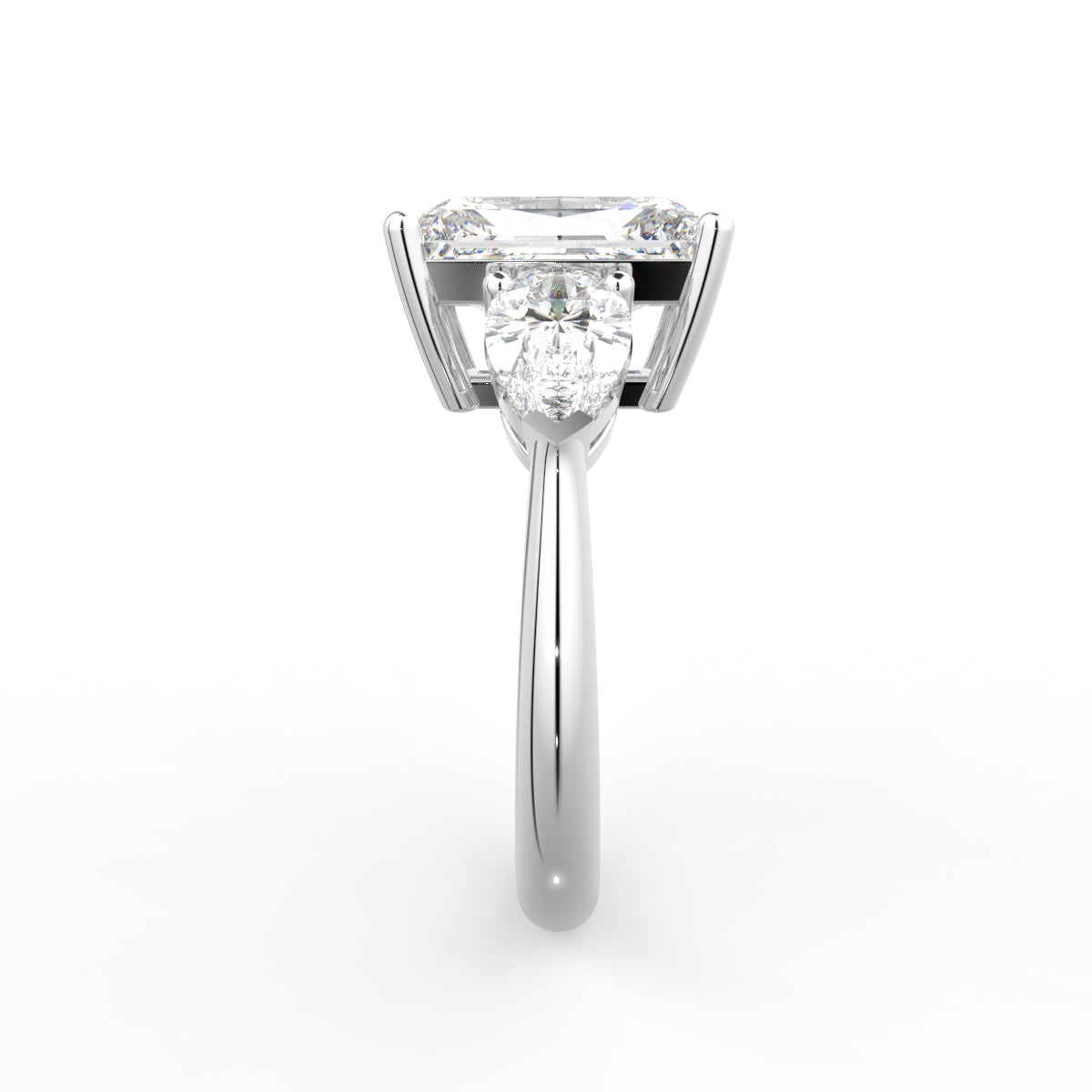 18K Trilogy Radiant Diamond Engagement Ring — SIDE