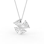 18K Floral Trillion Diamond Pendant — FRONT