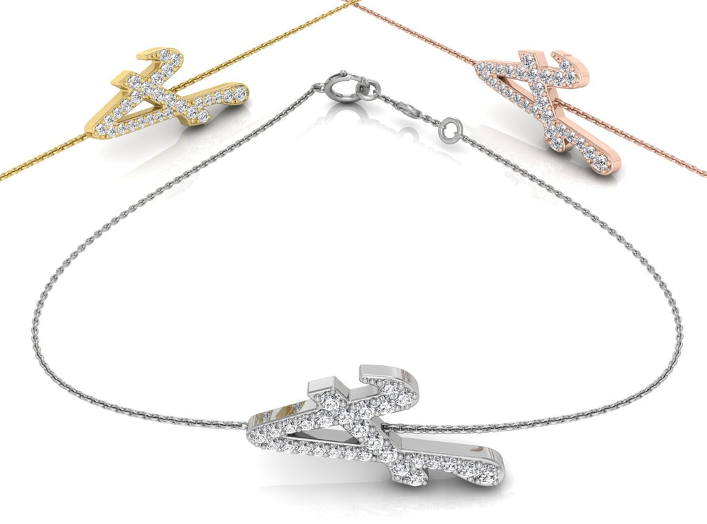 18K Alphabet Diamond Bracelet — 3 COLOR