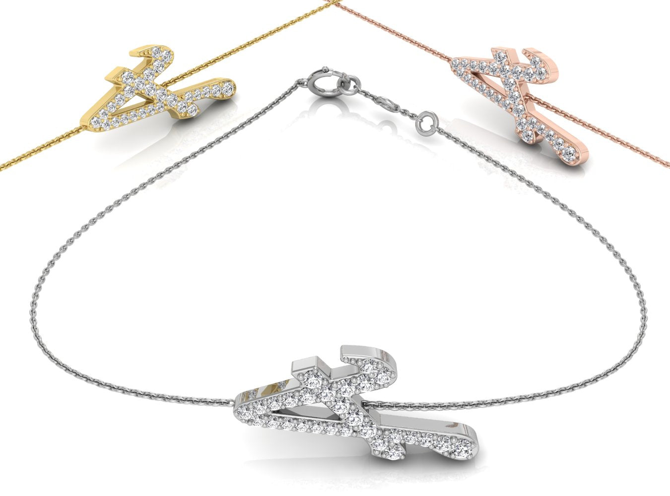 18K Alphabet Diamond Bracelet — 3 COLOR
