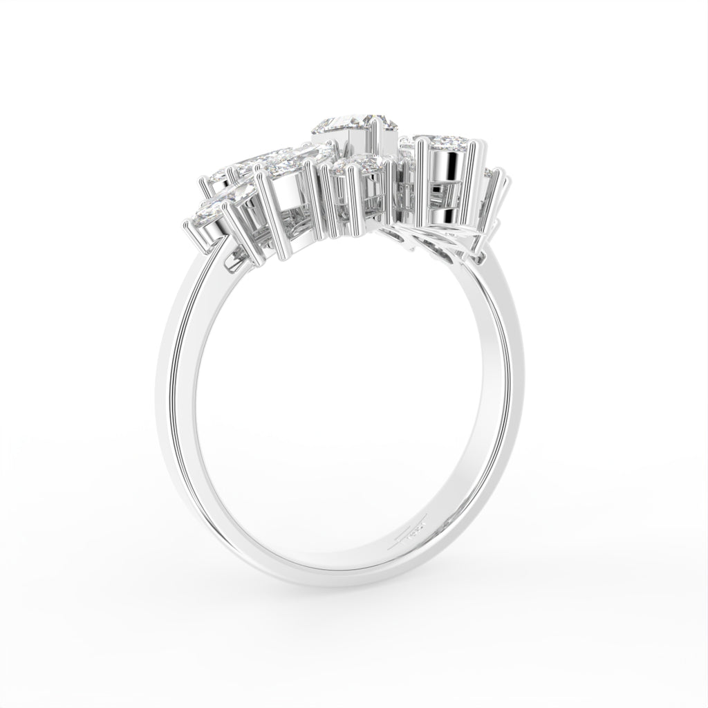 18K Floral Pear Diamond Ring — 3D VIEW