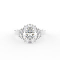 18K White Gold Trilogy Oval Diamond Ring — TOP
