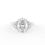 18K White Gold Trilogy Oval Diamond Ring — TOP