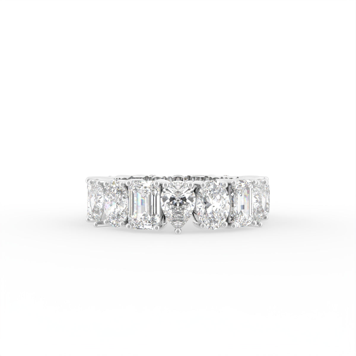 18K Full Eternity Emerald Cut Diamond Ring — TOP