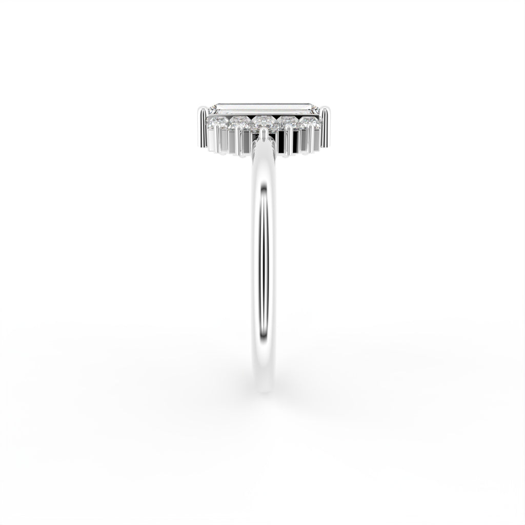 14K White Gold Baguette Diamond Ring — SIDE