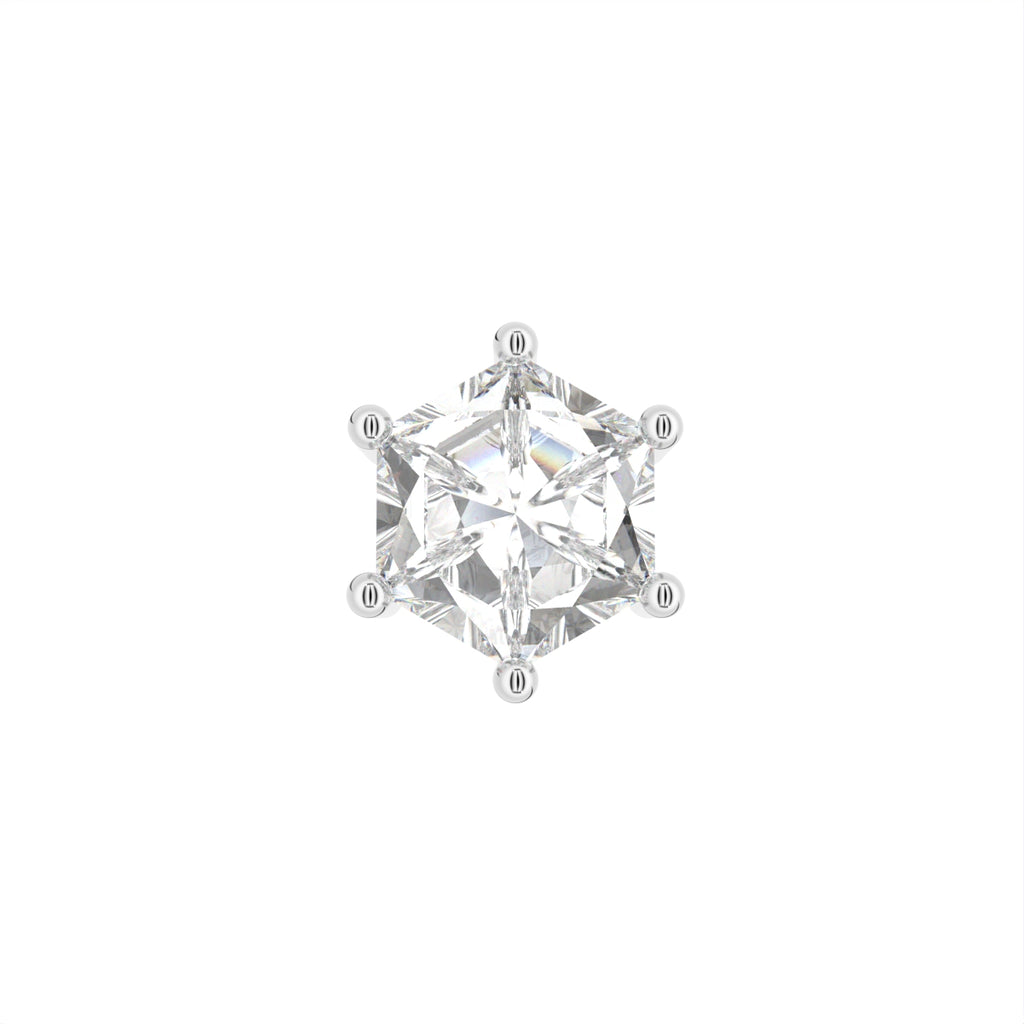 14K White Gold Princess Diamond Stud Earrings — TOP