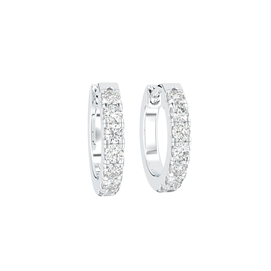18K Diamond Piercing Hoop Earrings — 3D VIEW