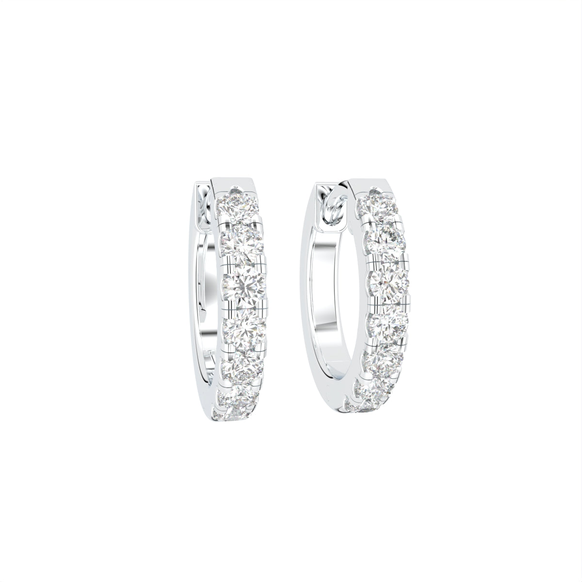 18K Diamond Piercing Hoop Earrings — 3D VIEW
