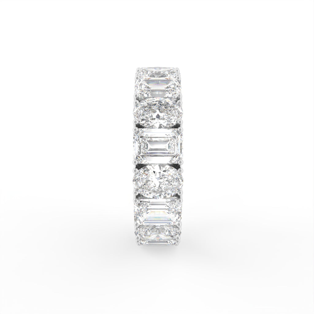 18K Full Eternity Emerald Cut Diamond Ring — SIDE